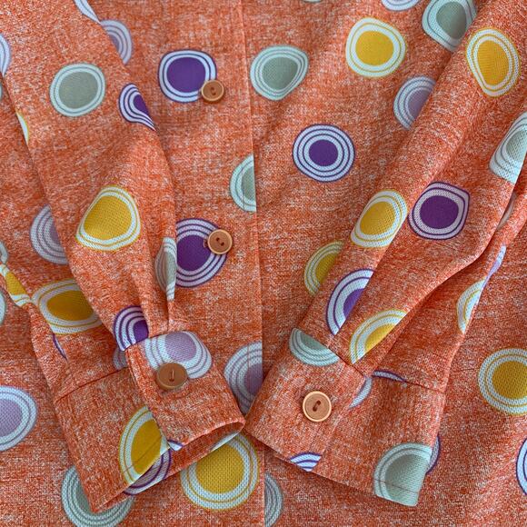 Vintage 70s Shirt Set Small Polka Dot Tank Button Down Long Sleeve Pastel - Picture 7 of 16